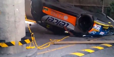 Video: Rally car dropped from two storeys, possible clip from ‘Dumb and Dumber To’?