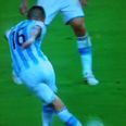 Vine: Marcos Rojo clears the ball in his own box in a very, very sexy way