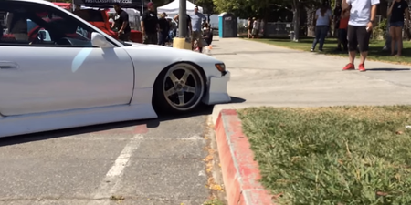 Video: Boy racer rips bodykit off car while driving up tiny curb
