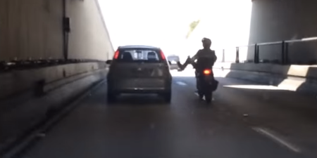 Video: Road Raging motorcyclist gets his just deserts