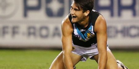 Video: Port Adelaide player makes incredible, gravity-defying catch in the AFL