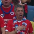 Vine: Chilean fan singing the National Anthem is the most passionate fan at the World Cup so far