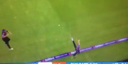 Vine: Two players combine for one of the most outrageous cricket catches you’ll ever see