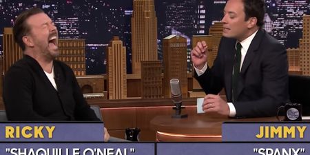 Video: Ricky Gervais hilariously takes on Jimmy Fallon in a brilliant game of ‘Word Sneak’