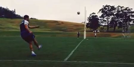 Video: Australian rugby league star Jarryd Hayne slots over the most insane drop goal you’ll ever see