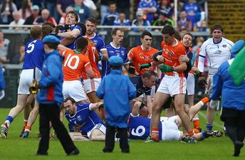 Gallery: Armagh and Cavan players clashed with each other before their game even started today