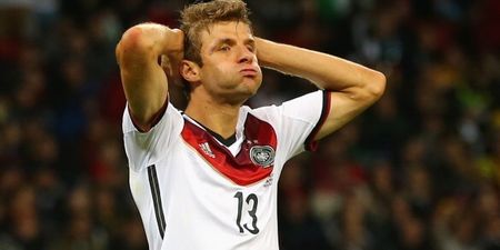 Vine: Thomas Muller’s opener for Germany against Gibraltar was an epic defensive clusterf#*k