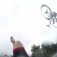 Video: Wow! This cyclist crashed into a car, flipped through the air and landed perfectly on his feet