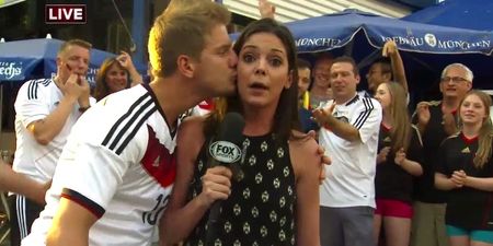 Video: Female US sports reporter gets kissed twice by a German fan on live TV