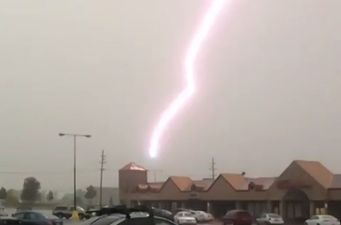 Video: Lightning strike causes massive explosion near an American shopping centre