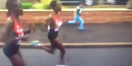 Vine: Little boy joins in with the marathon runners at Commonwealth Games