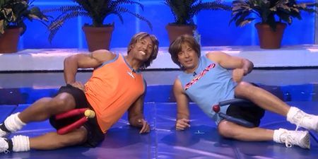 Video: The Rock and Jimmy Fallon hilariously recreate vintage workout clips on The Tonight Show