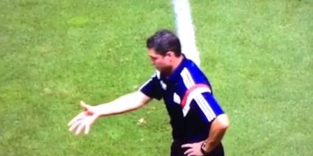 Vine: New England Revolution manager Jay Heaps shakes hands with imaginary counterpart