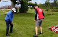Video: Watch Padraig Harrington hit a 135-yard approach shot between two trees and into the hole… while blindfolded