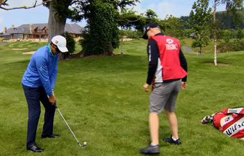 Video: Watch Padraig Harrington hit a 135-yard approach shot between two trees and into the hole… while blindfolded