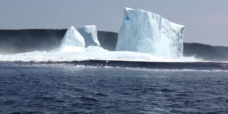 Video: Iceberg collapses causing huge tidal wave to rush towards terrified onlookers