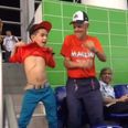 Vine: Remember that young fan doing the freaky dance in the crowd in Miami last week? He’s back.