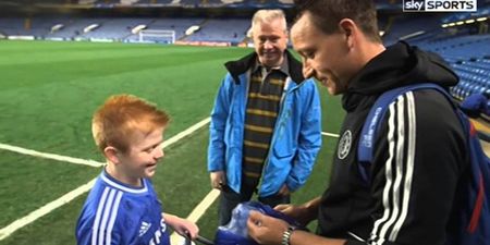 Pic: Young Chelsea fan from Dublin with rare bowel condition meets Mourinho and Terry on special visit to Holland