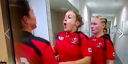 Video: One of Canada’s rugby players gets a nasty surprise from her team-mate in the tunnel