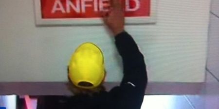 Pic: Jurgen Klopp knows his football history, touches the ‘This is Anfield’ sign