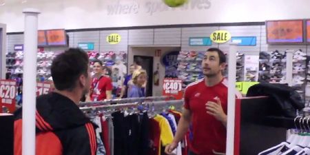 Video: Two Munster rugby players show their head tennis skills in a shop in Kerry