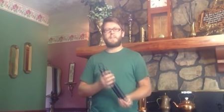 Video: This big eejit hit himself in the face with a nunchuck while showing off to his mom