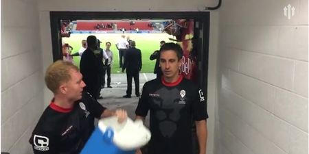 Video: Gary Neville and Paul Scholes get ice buckets dumped over their head