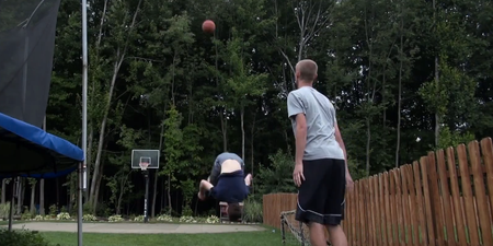 Video: This backflip bicycle kick trick shot is absolutely incredible