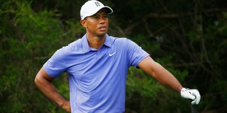 Video: Tiger Woods hits bad drive, drops the F bomb at the USPGA Championship