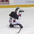 Video: Hockey player fantastically celebrates goal by sliding down the ice on his head