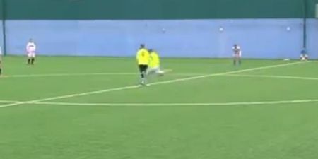 Video: Heckler abuses player at Dublin charity match, player responds with amazing goal from the halfway-line
