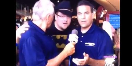 Video: Reporter punches randomer trying to videobomb his live TV broadcast (NSFW)