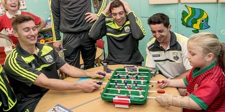 Video: Kerry’s James O’Donoghue played a spot of table football with kids in Crumlin Hospital today