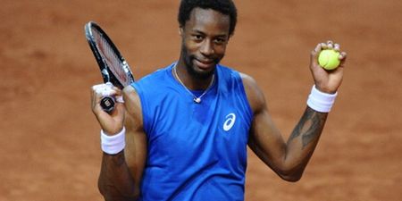 Video: Gael Monfils pulls off this incredible through the legs trick shot at the Davis Cup