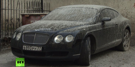 Video: Watch as a Russian CEO’s Bentley gets covered in cement