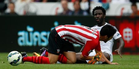 Vine: Look at the face on Wilfried Bony before going into this tackle on Maya Yoshida yesterday
