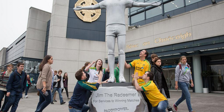 Pic: Paddy Power have unveiled a brilliant ‘Jim The Redeemer’ statue outside Croke Park