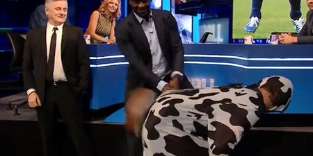 Video: Emile Heskey proves that he can, in fact, hit a cow’s arse with a banjo