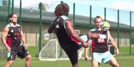 Video: Harlequins take on London Irish in the keepy-uppy challenge… with a rugby ball