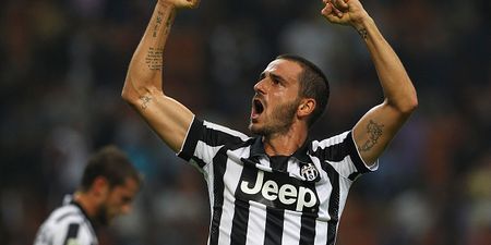 Leonardo Bonucci scores a sizzling volley for Juventus against Roma
