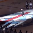Video: Singer falls on his snot while singing the Canadian national anthem at ice hockey match