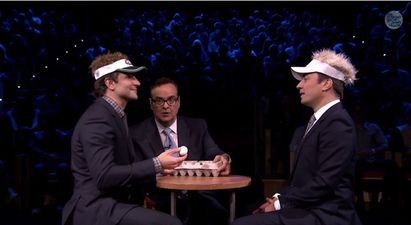 Video: Bradley Cooper and Jimmy Fallon play an epic game of egg Russian Roulette