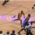 Video: LA Lakers player loses his shoe and then throws it at an opponent to stop the play