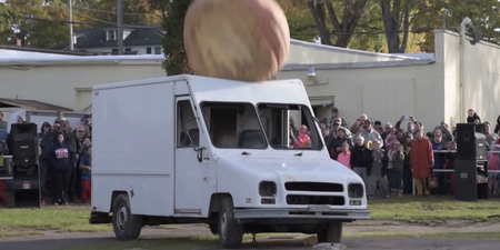That’s Gas: Watch as a giant pumpkin absolutely destroys a van…
