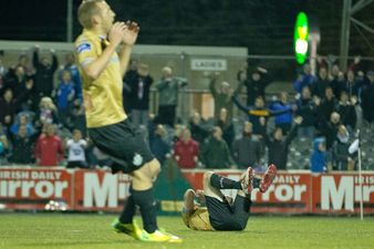 Ryan Brennan’s crucial penalty miss at Oriel Park summed up in two cracking pictures