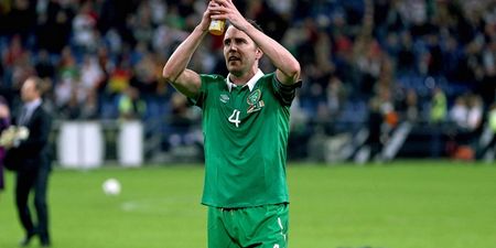 John O’Shea exits the pitch to raucous applause following his final game for Ireland
