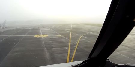 Video: The view from the cockpit as plane lands in heavy fog at Dublin Airport