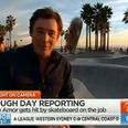 Video: TV reporter smacked on the head by rogue skateboard during broadcasting