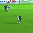 Video: Player gets red card following terrible tackle and follows it up with a punch