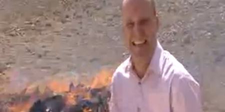 Video: BBC journalist gets a little giddy while standing beside pile of burning drugs